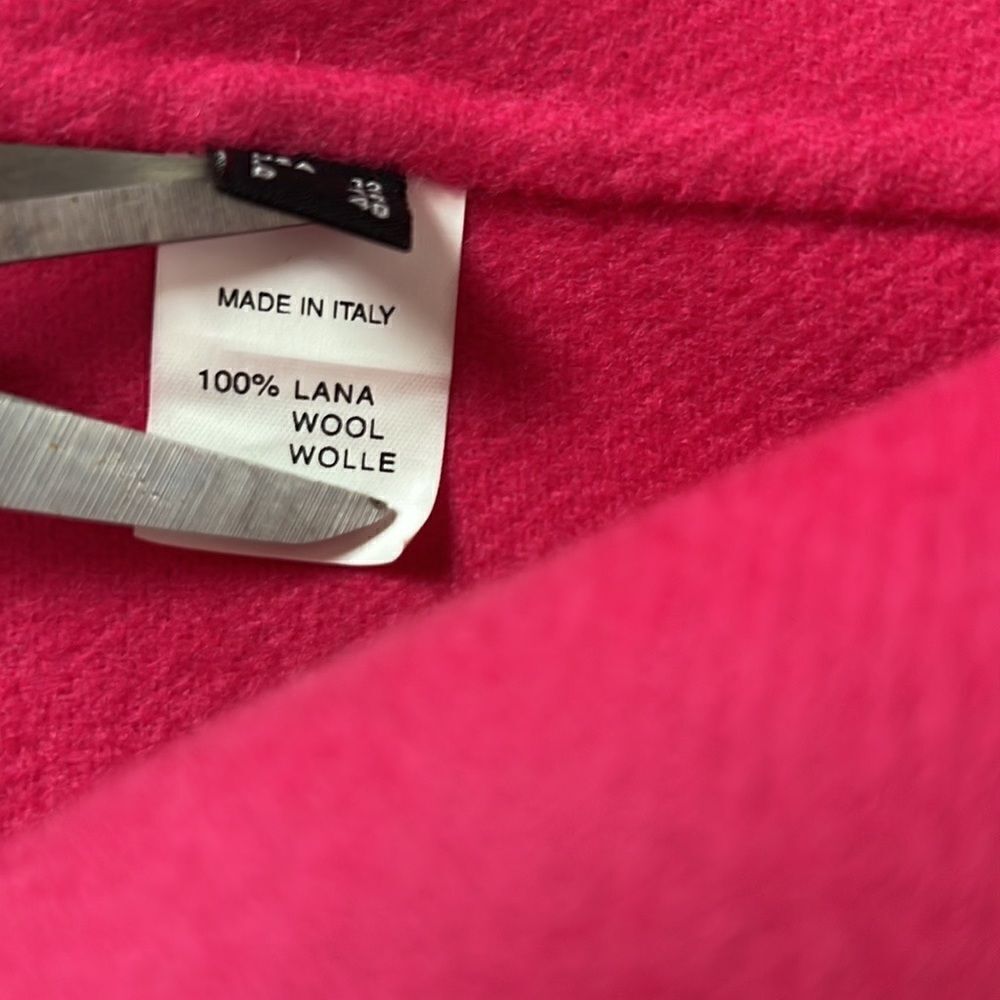 NWT AVERARDO BESSI Italy Boiled Wool Short Jacket 3/4 Sleeves Raspberry Pink - Picture 12 of 14